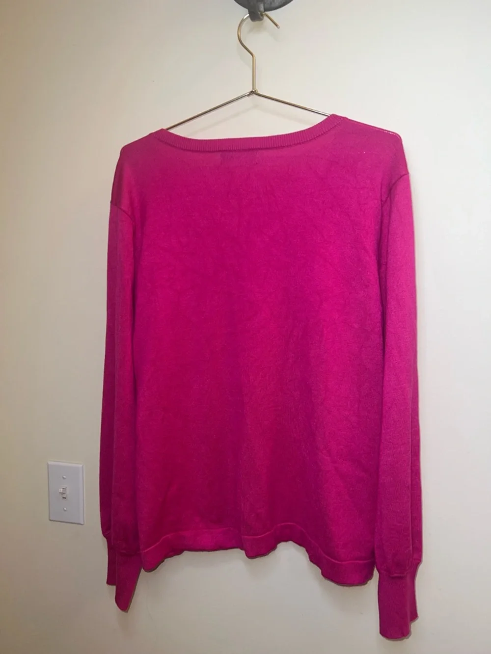Karl Lagerfeld Paris Pink V Neck Sweater Button Sleeve Women’s‎ Large - Picture 11 of 11